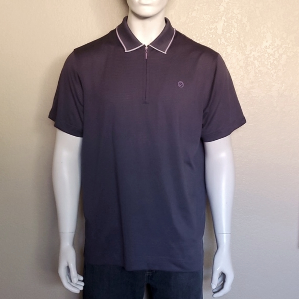 IJP DESIGN Golf Polo 1/2 Zip Navy Blue Purple Acent Large New No Tags
